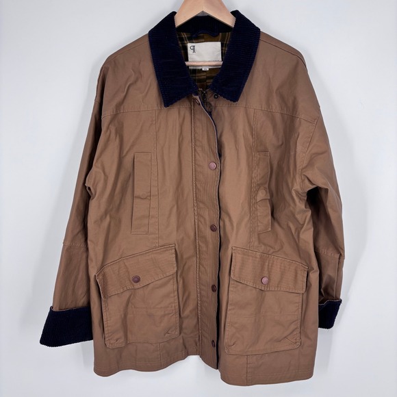 Pilcro Jackets & Blazers - Pilcro Anthropologie Heritage Barn Jacket Women L Brown Corduroy Trim Field Coat